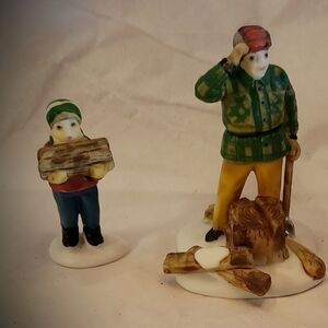 DEPARTMENT 56 New England Village #5986.2 WoodCutter and Son - 2 pcs